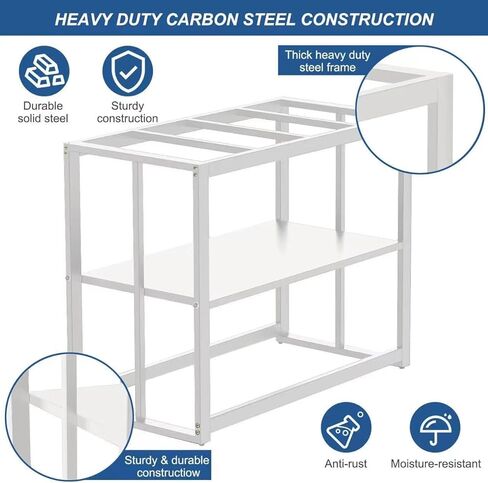 Fizgot White Fish Tank Stand 40 Gallon, Double Layer Metal Aquarium Stand with Storage, 36.5" x 18.5" x 29.5" Breeder Reptile Tank Stand in Kuwait