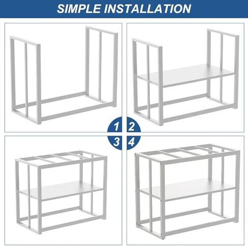 Fizgot White Fish Tank Stand 40 Gallon, Double Layer Metal Aquarium Stand with Storage, 36.5" x 18.5" x 29.5" Breeder Reptile Tank Stand in Kuwait