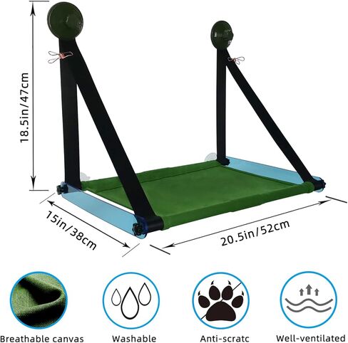 تينينيت ارجوحة للقطط قابلة للطي تتحمل القطط الكبيرة التي يزيد وزنها عن 60 باوند | مجثم نافذة للقطط في الاماكن المغلقة مع قواعد شفط متينة 3.3 انش in Kuwait