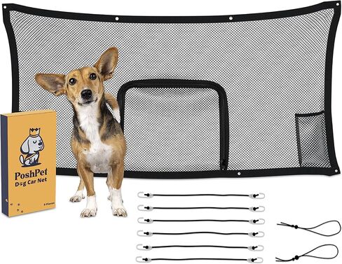 حاجز للكلاب من بوشبت - ملحقات سفر للكلاب - شبكة للحيوانات الاليفة مقاومة للتمزق وسهلة التركيب - حاجز كلاب سيارات الدفع الرباعي - يمنع التشتيت - مقسم سيارة عالمي للكلاب in Kuwait