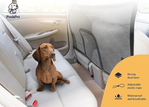 حاجز للكلاب من بوشبت - ملحقات سفر للكلاب - شبكة للحيوانات الاليفة مقاومة للتمزق وسهلة التركيب - حاجز كلاب سيارات الدفع الرباعي - يمنع التشتيت - مقسم سيارة عالمي للكلاب in Kuwait