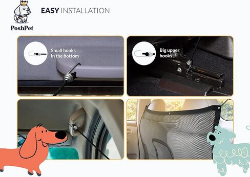 حاجز للكلاب من بوشبت - ملحقات سفر للكلاب - شبكة للحيوانات الاليفة مقاومة للتمزق وسهلة التركيب - حاجز كلاب سيارات الدفع الرباعي - يمنع التشتيت - مقسم سيارة عالمي للكلاب in Kuwait