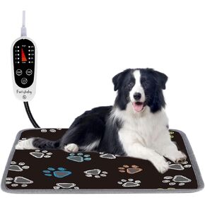 furrybaby Pet Heating Pad, Waterproof Dog Heating Pad Mat for Cat with 5 Level Timer and Temperature, Pet Heated Warming Pad with Durable Anti-Bite Tube Indoor for Puppies Dogs Cats (Black Paw, 12")
