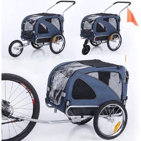 Sepnine Leonpets 3 in 1 Large Pet Dog Bike Trailer with a 12" Jogger Wheel and a 6" Stroller Wheel, Quick Set-up and Fold Down with Bicycle Coupler (Blue) in Saudi Arabia