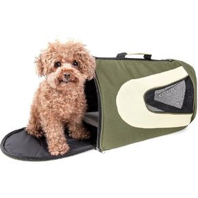 PET LIFE Airline Approved Collapsible Zippered Folding Sporty Mesh Travel Fashion Pet Dog Carrier Crate, Medium, Blue & Grey in Kuwait