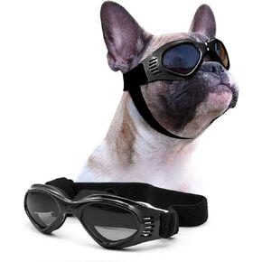 Petleso Dog Goggles Medium Breed, Dog Sunglasses for Medium Dogs Eye Protection Windproof, Black