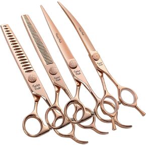 Fenice Peak Chunker Dog Grooming Scissors Champagne Gold 440C Stainless Steel Professional Trimming Thinning Shears for Dogs and Cats 75% Thinning Rate