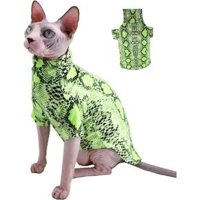 Limited Edition Cool Sphynx Hairless Cat Summer Snake Skin Pattern Cotton T-Shirts Pet Clothes, Round Collar Vest Kitten Shirts Sleeveless, Cats & Small Dogs Apparel (L (6.6-8.8 lbs), Hot Pink)