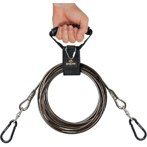 Dog Tie Out Cable - Tie Out Cable for Dogs (up to 300 lbs) - Use Dog Tie-Outs & Stakes for Outside - Best Heavy Duty Dog Leash for Large Dogs (10ft - Black Onyx)