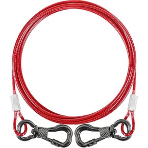 Tresbro 15FT Reflective Dog Tie Out Cable for Dogs Up to 250 Pounds, Steel Wire Dog Leash Cable with Stainless Rotatable Buckle, Lightweight and Enduring, Dog Chains Outside for Outdoor,Yard,Camping