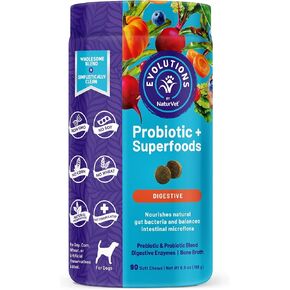 NaturVet Evolutions Probiotic & Superfoods Digestive 30ct Powder Sachets for Dogs - Prebiotic & Probiotic Blend, Digestive Enzymes, Bone Broth Nourishes Natural Gut Bacteria & Intestinal Microflora