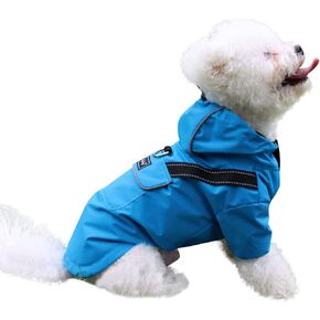 Premium Dog Raincoat with Hood for Small Dogs,Outdoor Sports Waterproof Dog Rain Jacket,Puppy Raincoat with Pockets,Blue S in Saudi Arabia
