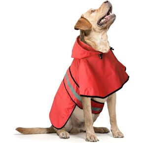 Waterproof Dog Raincoats - Hooded Raincoats for Dogs, Adjustable Reflective Dog Rain Coat, Windproof Dog Rain Jacket Pet Rain Slicker Poncho for Small, Medium, Large Dogs (Red, Large) in Saudi Arabia