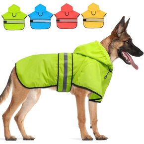Candofly Dog معطف واق من المطر مقنعين المعطف - قابل للتعديل للماء سترة المطر الكلب خفيفة الوزن عاكسة الكلب معطف المطر الحيوانات الأليفة المعطف للكلاب الصغيرة والمتوسطة والكبيرة (متوسطة، السماء الزرقاء) in Kuwait