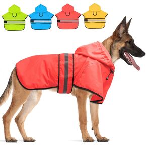 Dog Raincoat Hooded Poncho - Adjustable Waterproof Dog Rain Jacket Lightweight Reflective Dog Rain Coat Pet Slicker for Small Medium Large Dogs (Small, Bright Red) in Saudi Arabia