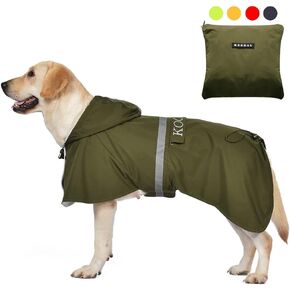 KOOGAL Pet كلب كبير معطف واق من المطر الملابس المعطف مقاوم للماء لمتوسط ​​كبير الحجم للكلاب معطف واق من المطر الملابس سترة (5XL، أخضر) in Kuwait