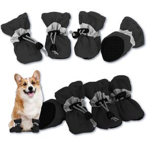 8PCs Small Dog Shoes Cat Dog Paw Protector Boots for Summer Hot Pavement for Large Dogs Animals with Anti-Slip Sole and Reflective Straps(Pink+Pink,Size 7) in Kuwait