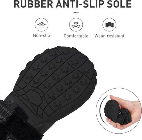 أحذية للكلاب الكبيرة والمتوسطة الحجم، أحذية للكلاب مقاومة للماء مع حزام عاكس ونعل مطاطي مضاد للانزلاق - أحذية مريحة للتنزه سيرًا على الأقدام للكلاب وواقي أقدام للمشي والركض والأرضيات الصلبة في الأماكن المغلقة والخارجية in Kuwait