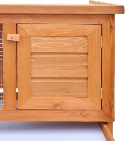 loibinfen في الهواء الطلق قفص أرنب القفص مع 1 طبقة الخشب البني، بيت خشبي للحيوانات الأليفة، قفص الأرنب الداخلي حظيرة الدجاج بيت خنزير غينيا للاستخدام الداخلي والخارجي، البني والأبيض (نمط ج) in Kuwait