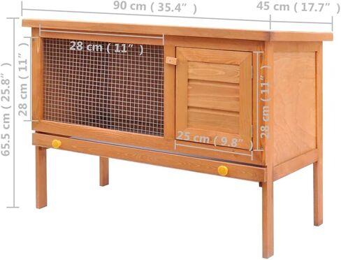 loibinfen في الهواء الطلق قفص أرنب القفص مع 1 طبقة الخشب البني، بيت خشبي للحيوانات الأليفة، قفص الأرنب الداخلي حظيرة الدجاج بيت خنزير غينيا للاستخدام الداخلي والخارجي، البني والأبيض (نمط ج) in Kuwait