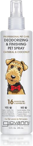 جيوفاني رذاذ إزالة الروائح الكريهة واللمسة النهائية الاحترافية للحيوانات الأليفة، 10 أونصة. - يساعد الشوفان وجوز الهند على تحييد الروائح الكريهة وتنعيم الفراء وإنعاشه in Kuwait
