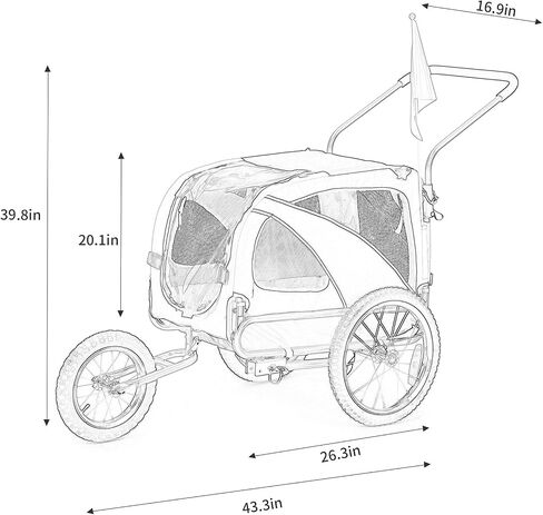 Sepnine Leonpets 3 in 1 Large Pet Dog Bike Trailer with a 12" Jogger Wheel and a 6" Stroller Wheel, Quick Set-up and Fold Down with Bicycle Coupler (Blue) in Saudi Arabia