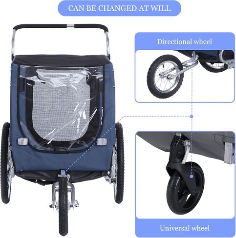 Sepnine Leonpets 3 in 1 Large Pet Dog Bike Trailer with a 12" Jogger Wheel and a 6" Stroller Wheel, Quick Set-up and Fold Down with Bicycle Coupler (Blue) in Saudi Arabia