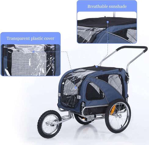 Sepnine Leonpets 3 in 1 Large Pet Dog Bike Trailer with a 12" Jogger Wheel and a 6" Stroller Wheel, Quick Set-up and Fold Down with Bicycle Coupler (Blue) in Saudi Arabia