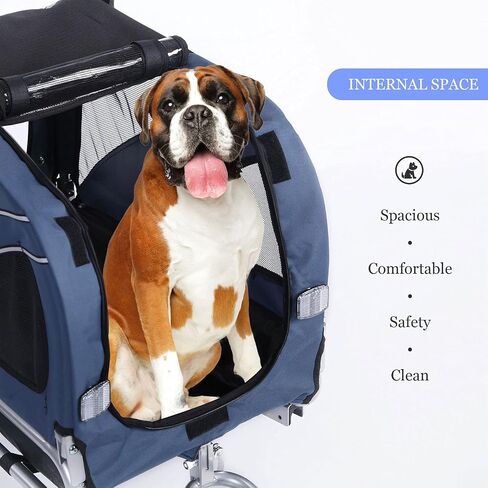 Sepnine Leonpets 3 in 1 Large Pet Dog Bike Trailer with a 12" Jogger Wheel and a 6" Stroller Wheel, Quick Set-up and Fold Down with Bicycle Coupler (Blue) in Saudi Arabia
