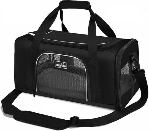 TSA Approved Pet Carrier for Small Cats Dogs, Travel Bag with Adequate Ventilation, 5 Mesh Windows, 3 Entrance, Locking Safety Zippers, Padded Shoulder and Carrying Strap, Small in Saudi Arabia