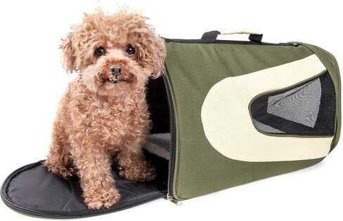 PET LIFE Airline Approved Collapsible Zippered Folding Sporty Mesh Travel Fashion Pet Dog Carrier Crate, Medium, Blue & Grey in Saudi Arabia
