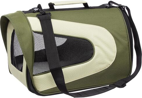 PET LIFE Airline Approved Collapsible Zippered Folding Sporty Mesh Travel Fashion Pet Dog Carrier Crate, Medium, Blue & Grey in Saudi Arabia