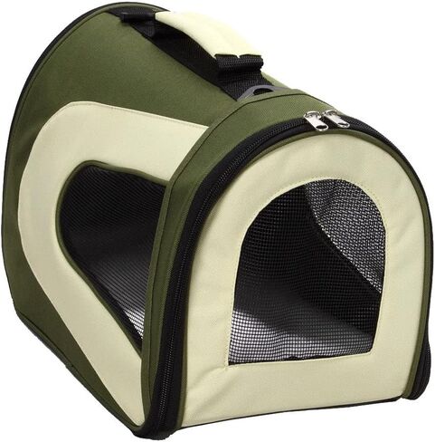 PET LIFE Airline Approved Collapsible Zippered Folding Sporty Mesh Travel Fashion Pet Dog Carrier Crate, Medium, Blue & Grey in Saudi Arabia