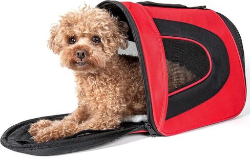 PET LIFE Airline Approved Collapsible Zippered Folding Sporty Mesh Travel Fashion Pet Dog Carrier Crate, Medium, Blue & Grey in Kuwait