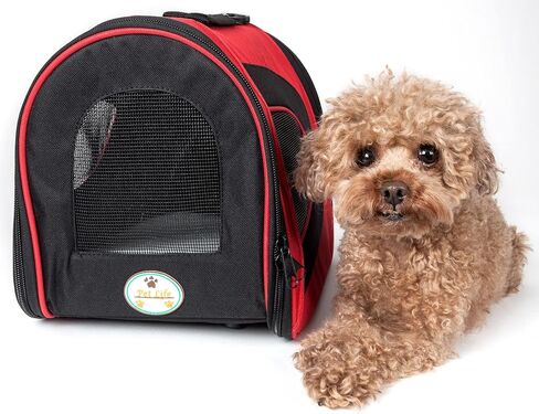 PET LIFE Airline Approved Collapsible Zippered Folding Sporty Mesh Travel Fashion Pet Dog Carrier Crate, Medium, Blue & Grey in Kuwait