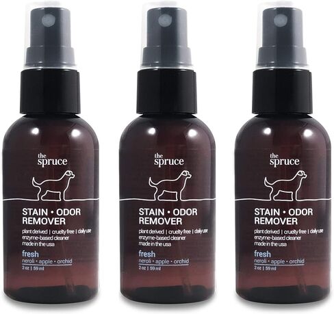 The Spruce Pet Stain & Odor Remover - Plant-Derived Enzyme-Based Cleaner for Dog and Cats Urine, Feces, Vomit, etc. Safe & Effective on Tile, Hardwood, Carpets, and Upholstery - 2oz Travel Size 3 Pack in Kuwait