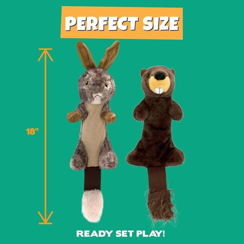 Pet Factory Shake & Squeak Critter Tugz Jr. Plush Dog Toy, Randomly Selected - Raccoon OR Squirrel, One Size in Saudi Arabia