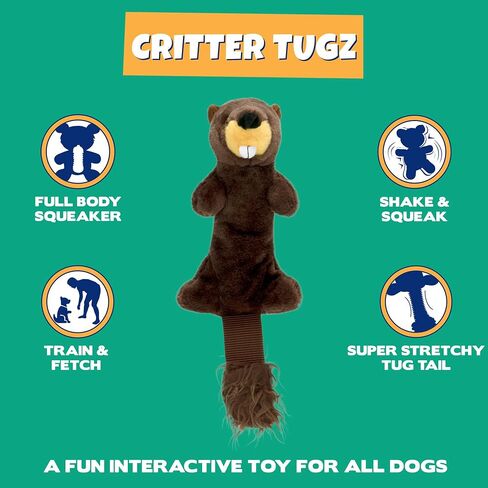 Pet Factory Shake & Squeak Critter Tugz Jr. Plush Dog Toy, Randomly Selected - Raccoon OR Squirrel, One Size in Saudi Arabia