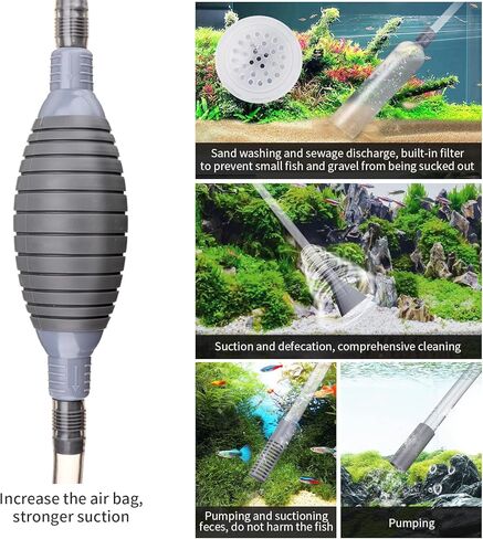 منظف ​​الحصى الكهربائي لحوض السمك من شيرلام، مجموعة أدوات تنظيف الخزان الأوتوماتيكية 5 في 1، مبدل مياه مكنسة كهربائية قابلة للإزالة، منظف الطحالب الرملية، فلتر غسيل سيفون، مزيل مياه الطحالب لخزان أسماك السلحفاة/بيتا in Kuwait