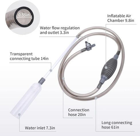 منظف ​​الحصى الكهربائي لحوض السمك من شيرلام، مجموعة أدوات تنظيف الخزان الأوتوماتيكية 5 في 1، مبدل مياه مكنسة كهربائية قابلة للإزالة، منظف الطحالب الرملية، فلتر غسيل سيفون، مزيل مياه الطحالب لخزان أسماك السلحفاة/بيتا in Kuwait