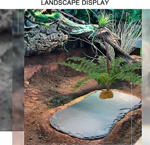 Reptile Artificial Plants with Base, Terrarium Decor Amphibian Habitat Plant, Bearded Dragon Tank Accessories fit Gecko Lizard Chameleon Snake Frog - Monstera Adansonni in Saudi Arabia