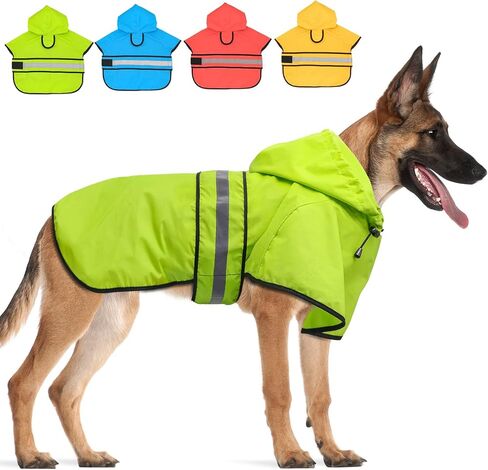 Candofly Dog معطف واق من المطر مقنعين المعطف - قابل للتعديل للماء سترة المطر الكلب خفيفة الوزن عاكسة الكلب معطف المطر الحيوانات الأليفة المعطف للكلاب الصغيرة والمتوسطة والكبيرة (متوسطة، السماء الزرقاء) in Kuwait