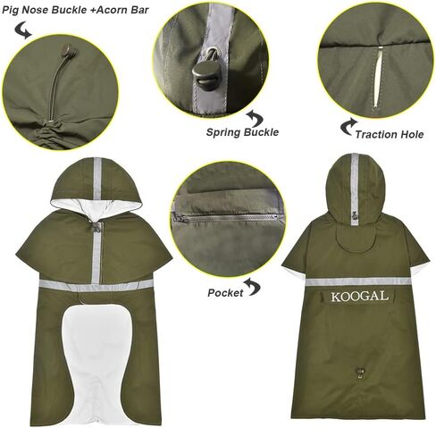 Waterproof Dog Coat for Small to Medium Dog Raincoat Apparel, Dog Raincoat Poncho Waterproof Dog Clothes Pet Jacket Dog Raincoats Jacket for Small to Medium Dogs(Red,3XL) in Kuwait