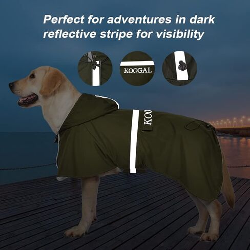 Waterproof Dog Coat for Small to Medium Dog Raincoat Apparel, Dog Raincoat Poncho Waterproof Dog Clothes Pet Jacket Dog Raincoats Jacket for Small to Medium Dogs(Red,3XL) in Kuwait