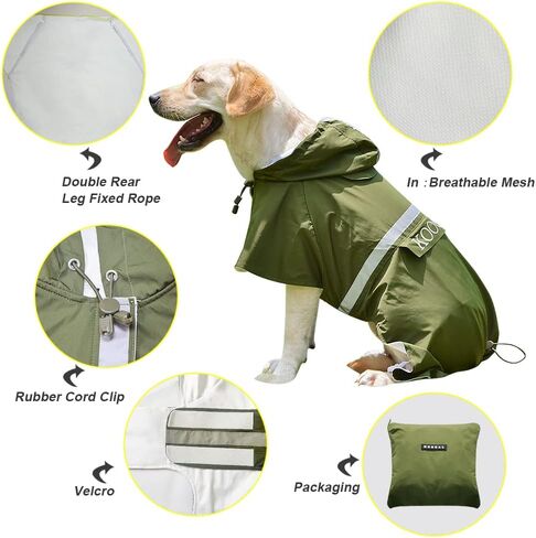 Waterproof Dog Coat for Small to Medium Dog Raincoat Apparel, Dog Raincoat Poncho Waterproof Dog Clothes Pet Jacket Dog Raincoats Jacket for Small to Medium Dogs(Red,3XL) in Kuwait