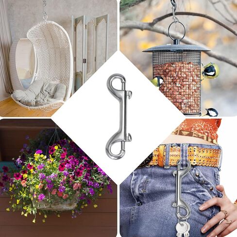 Wontee مزدوجة نهاية الترباس يستقر 316 الفولاذ المقاوم للصدأ المفاجئة السنانير الربيع السنانير لسلاسل الكلاب، حلقات المفاتيح، أغذية الحيوانات الأليفة / دلاء المياه، قفل البوابة، ربط سلسلة ربط السور، 3 حزم (4-1 / 2 "(115mm)) in Kuwait