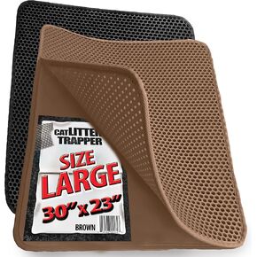 Small Cat Litter Trapper by iPrimio - Litter Mat, EZ Clean Cat Mat, Litter Box Mat Water Proof Layer and Puppy Pad Option. Patented (23"x21" Brown)