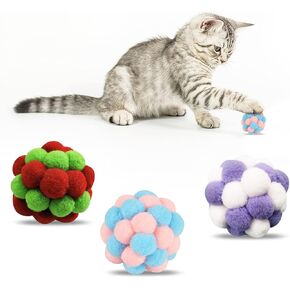 كرات العاب القطط من ويستمي (3 عبوات)، كرات لعبة للقطط مع جرس وكرات زغبية، العاب قطط تفاعلية للقطط والقطط الصغيرة، العاب مضغ للقطط الصغيرة in Kuwait