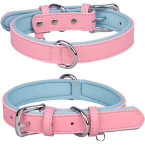 Genuine Leather Dog Collar Adjustable Comfortable Soft Breathable Padded Puppy Pet Collar for Small Medium Large Dogs (XS (Neck 20-26cm), Black)