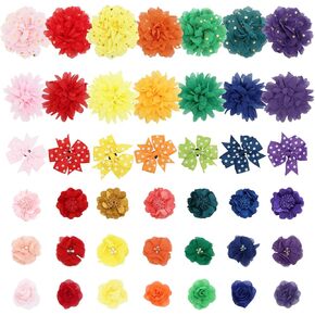 LUZGAT 42PCs Dog Collar Flowers Bow Tie Pet Grooming Accessories Flowers Multi-Color 6 Styles for Puppy Dog Kitten Small Animals in Kuwait